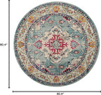 SAFAVIEH Monaco Collection Area Rug - 6'7" Round, Light Blue & Fuchsia, Boho Chic Medallion Distressed Design, Non-Shedding & Easy Care, Ideal for High Traffic Areas in Living Room, Bedroom (MNC243J)