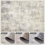 Washable Area Rug 5x7 - Neutral Modern Abstract Rugs, Soft Non Slip Thin Carpet with for Bedroom, Under Dining Room Table, Home, Office, Dorm, Office Rolling Chair - Brown Grey