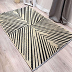 Alfa Rich 3x5 Geometric Beige Black Washable Area Rugs for Living Room Bedroom Kitchen Cotton Runner