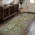 2x7 Runner Rug Machine Washable Boho Runners for Hallway,Ultra-Thin Low Pile Rug,Lightweight Indoor Carpet,Non Slip Floral Runners for Enrtyway, Corridor, Home Office, Kitchen,Sage Green