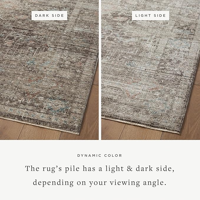 Loloi Magnolia Home by Joanna Gaines Millie Collection MIE-03 Charcoal/Dove 7'-10" x 10', .25" Pile Height, Area Rug