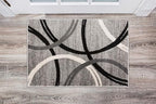 Rugshop Wavy Circles Design Accent Rug, Carpet with Jute Backing for Entryway or Bathroom, Gray, 2' x 3'