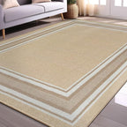 Beverly Rug Non Slip Area Rugs 5x7 Modern Bordered Non Skid Rubber Backing Soft Area Rug for Living Dining Room Easy to Clean Non Shedding Kitchen Bedroom Indoor Carpet 5 x 7 Beige