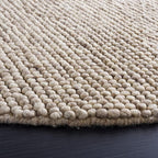 SAFAVIEH Natura Collection Area Rug - 12' Round, Beige, Handmade Wool Blend, Textured Design, Ideal for Living Room, Bedroom, Dining Space (NAT620B)