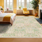 Washable 8x10 Rugs for Living Room, Light Green Oriental Rugs for Bedroom Dining Room Under Kitchen Table, Stain Resistant Non-Slip Pastel Large Washable (8x10 Beige Green)