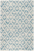 Dash & Albert Melange Diamond Blue Machine Washable Rug, 7.5 X 9.5 Feet, Blue Geometric Pattern