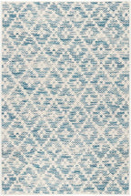 Dash & Albert Melange Diamond Blue Machine Washable Rug, 7.5 X 9.5 Feet, Blue Geometric Pattern