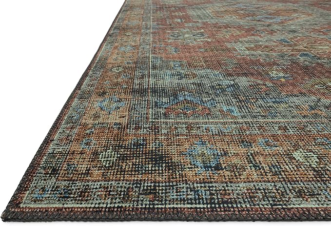 Loloi Skye Collection SKY-07 Terracotta/Sky 2'-6" x 12'-0" Runner Rug