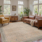 9x12 Area Rug Machine Washable Boho Rug for Living Room,Ultra-Thin Low Pile Carpet,Lightweight Indoor Printed Rug,Non Slip Floral Area Rug for Bedroom, Dining Room, Home Office,Light Beige
