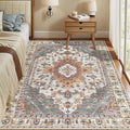 Tangsoo 4x6 Area Rugs for Living Room, Washable Vintage Rug Indoor, Distressed Turmeric Carpet for Bedroom, Non Slip Soft Low Pile Rugs Foldable Floor Rug for Dining Room Dorm Bedside Bathroom