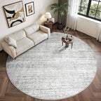 Valenrug Washable Round Area Rugs 6x6 - Stain Resistant 6ft Round Rugs for Living Room, Non Slip Backing Printed Rugs for Bedroom, Folable Machine Washable Area Rug (6ft, Grey)