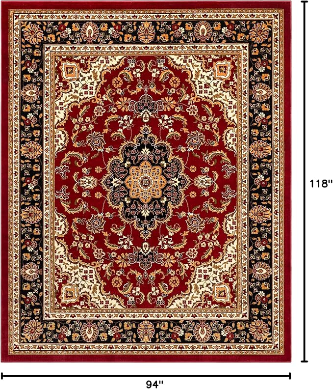 Well Woven Barclay Collection Medallion Kashan Red 8x10 Area Rug - for Living Room, Bedroom, and Dining Room
