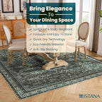 Istana 8x10 Area Rug - Dark Green 8x10 Rugs for Living Room - Foldable Rugs for Bedroom - Stain Resistant Washable Rug - Eco-Friendly Area Rugs - Easy to Clean Living Room Rug