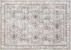 Phantoscope Washable Area Rug 4'x6' Non-Slip, Vintage Neutral Rugs for Living Room, Bedroom, Dining Room, Distressed Boho Floral Medallion Pattern, Low-Pile Foldable Floor Carpet, Light Brown