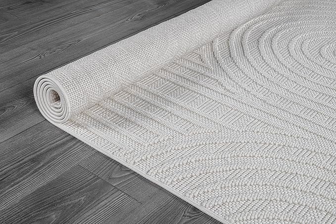 Beverly Rug Micro Loop Area Rug White 6x9 Modern Luxury Soft Circle Geometric Durable Indoor Area Rugs for Living Dining Room Office Stain Resistant Non Shedding Casual Indoor Carpet White 6 x 9