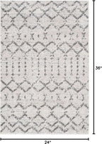 JONATHAN Y Boho Vintage Diamond Cream/Gray Indoor Area Rug 2X3 ft, Moroccan Hype for Living Room, Bedroom, Kitchen, Office, Easy-Cleaning, High Traffic, Pet-Friendly, Non-Shedding (MOH101B-23)