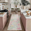 Floral Runner Rug 2x8 Washable Hallway Pink Bedroom Non Slip Cute Long Kitchen Carpet Botanical Indoor Soft Accent Rug for Bathroom Dining Laundry Living Room