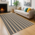 KOZYFLY Striped Outdoor Rug 5x7 Ft Area Rug Brown and Black Washable Indoor Outdoor Rug Cotton Outdoor Patio Rugs Farmhouse Rugs for Living Room Carpet for Patio Dining Room Bedroom