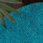 Unique Loom Solid Shag Collection Area Rug (3' 3" Round, Turquoise)