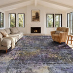 Kokia Abstract Area Rugs 9x12 Bedroom Washable Decor Low Pile Non-Slip Non-Shedding Indoor Black Gray Carpet Foldable Stain Resistant Floor Mat Living Room Dining Room, Oslo Nebula