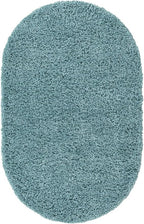 Unique Loom Solid Shag Collection Area Rug (3' 3" x 5' 3" Oval Light Slate Blue)