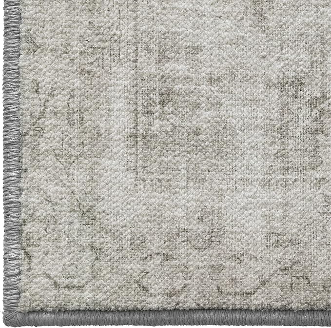 LUMI 8x10 Washable Area Rug for Living Room, Ultra Soft Modern Neutral Grey Rugs Non Slip with Rubber Backing, Low Profile, High Traffic, Stain Resistant Carpets, Ideal for Bedroom, Dining Room