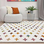 Alfa Rich 7x10 Moroccan White Area Rugs for Living Room Bedroom Decor Washable Cotton Pet Friendly