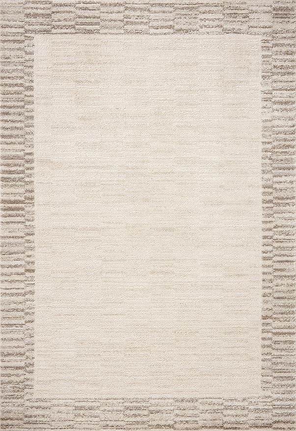 Loloi Chris Loves Julia Calvin Collection CLV-04 Ivory/Pebble 2'-3" x 3'-10" Accent Rug Checkered Neutral Soft Living Room Bedroom Carpet