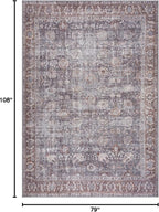 Bloom Rugs Washable 6' x 9' Rug - Brown/Dark Gray Traditional Area Rug for Living Room, Bedroom, Dining Room, and Kitchen - Exact Size: 6' x 9'