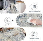 Abstract Rug 8x10 Large Living Room Rugs Neutral Modern Washable Area Rugs for Bedroom Dining Room Non-Slip Stain Resistant Foldable Thin Rug Blue Yellow