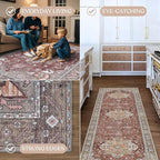 Washable Area Rug. Modern Farmhouse. Vintage. Turkish. Bohemian. Distressed. Oriental. Traditional. Rugs for Living Room. Dining. Bedroom. Office. Entryway. Foyer. (857RB, 9' x 12')