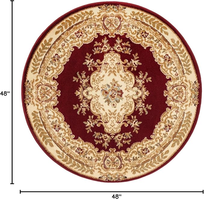 Rugs.com Chateau Collection Rug - 4 Ft Round Red Medium Pile Rug