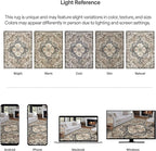 ReaLife Rugs Machine Washable Area Rug Runner - Living Room Bedroom Bathroom Kitchen Entryway Office - Padded Low Pile Stain Resistant Premium - Boho Farmhouse Vintage - Joy - Brown Beige 3' x 5'