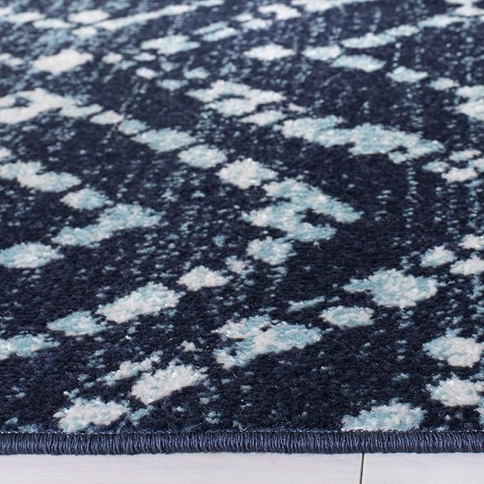 SAFAVIEH Adirondack Collection X-Large Area Rug - 12' x 18', Navy & Ivory, Modern Diamond Distressed Design, Non-Shedding & Easy Care, Ideal for High Traffic Areas in Living Room, Bedroom (ADR131N)