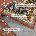 Moynesa Ultra-Thin Washable Oriental Area Rug - 5x7 Large Living Room Rug, Non-Slip Non-Shedding Stain Resistance Low Pile Playroom Mat Indoor Floor Carpet for Bedroom Nursery, Brown/Multi
