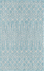 Unique Loom Outdoor Trellis Collection Area Rug - Tribal Trellis (3' 3" x 5' 3" Rectangle, Aqua/ Ivory)