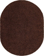 Unique Loom Solid Shag Collection Area Rug (8' x 10' Oval, Chocolate Brown)