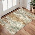 GENIMO 2x3 Rugs for Entryway, Washable Bathroom Kitchen Rugs Non Slip, Modern Abstract Soft Small Area Rug Indoor, Low Pile Throw Carpet, Orange Green