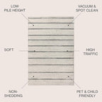JONATHAN Y Williamsburg Minimalist Stripe Cream/Gray Indoor Area Rug, 3x5, Contemporary, Modern, Easy-Cleaning for Living Room, Bedroom, Kitchen, Pet Friendly, Non-Shedding (MOH201A-3)