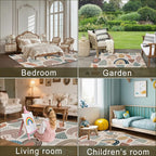 Bohemian Rainbow Washable 5x7 Area Rugs for Living Room, Thin Low Pile Contemporary Carpet, Non-Slip Base Lightweight Rug