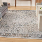 Nourison Home Astra Machine Washable Ivory Blue 6'7" x 9' Area Rug - Easy Clean, Non Shedding, Bed Room, Living Room, Dining Room, Kitchen (7' x 9')