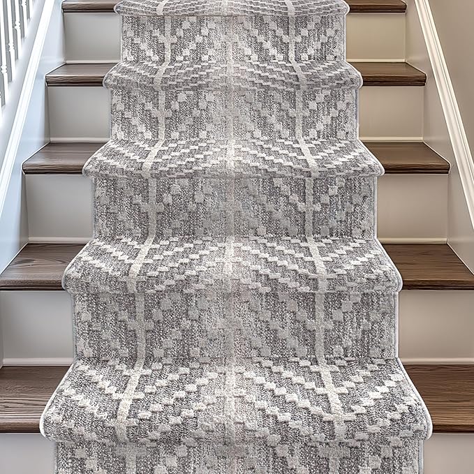 Well Woven Custom Size Hallway & Stair Runner- Harlow Rhodes Taupe 31 Inches Wide x 17 Feet Long Runner (31" x 17') Runner Rug - Contemporary Design, Ultra-Soft, Easy-Clean