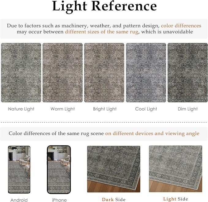 Grey Brown Entryway Rug 2x3 Vintage Area Carpet Indoor Kitchen Washable Door Mat Living Room Entrance Small Low Pile Traditional Distressed Retro Accent Throw Rug Non Slip Office Bathroom