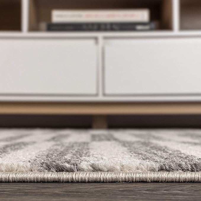 JONATHAN Y Lyla Offset Stripe Gray/Cream Indoor Area Rug, 8x10, Contemporary, Modern, Easy-Cleaning for Living Room, Bedroom, Kitchen, Pet Friendly, Non-Shedding (MOH204A-8)