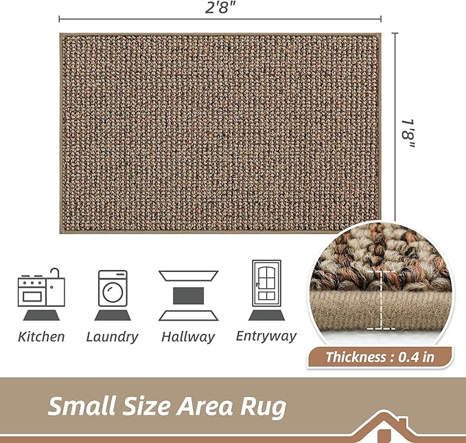 BEQHAUSE 20"x32" Entryway Rug Indoor Door Mat Non-Slip Washable, Hallway Rugs Absorbent & Stain Resist Hall Carpet Runner Rugs for Entryway, Front Door Floor Mats Laundry Room Rugs for Entry, Taupe