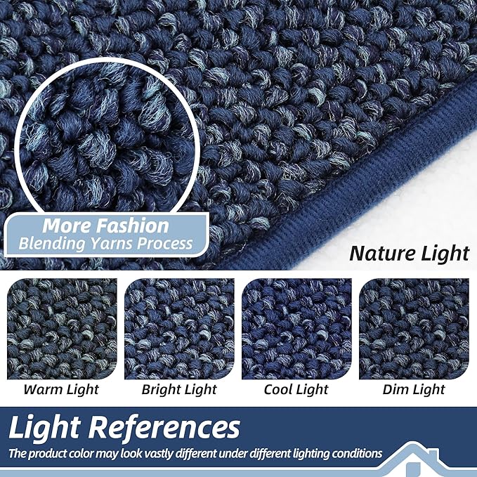 BEQHAUSE Dirt Trapper Door Mat 36" x 60", Non-Slip Washable Doormats Entrance Mat, Dirt Resistant and Absorbent Welcome Mat, Low Profile Floor Mats for Front Back Door and Entryway, Blue