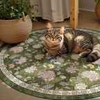 jinchan Elora 4ft Floral Round Rug for Entryway Washable Kitchen Rug Vintage Romance Design Non Slip Indoor Doormat Lightweight Low-Profile Throw Carpet for Living Room Dining Room Bedroom, Green