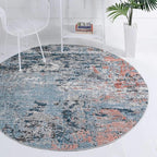 Rugs.com Leipzig Collection Round Rug – 7 Ft Round Multi Low-Pile Rug Perfect for Kitchens, Dining Rooms