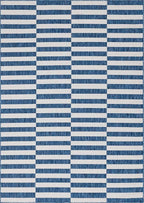 Unique Loom Outdoor Collection Classic Stripes, Transitional Indoor & Outdoor Area Rug, (8' 0 x 11' 0, Navy Blue/ Ivory