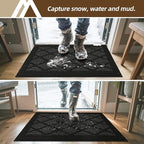COSY HOMEER Non-Slip Door Mat 20"x32", Entryway Rugs Low Profile Absorbent Dirt Trapper Doormat for Front Entrance, Washable Polypropylene Entry Mat (Black)